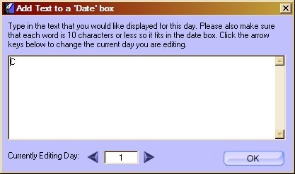 Adding text to calendar
