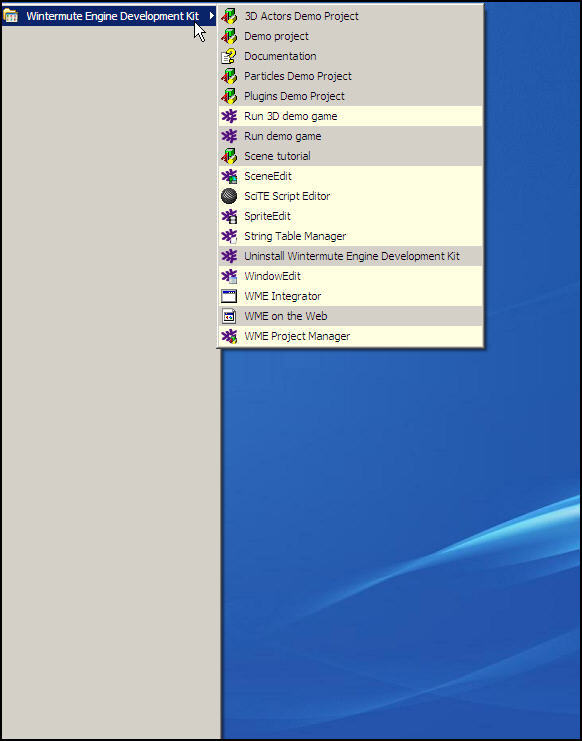 Start menu components