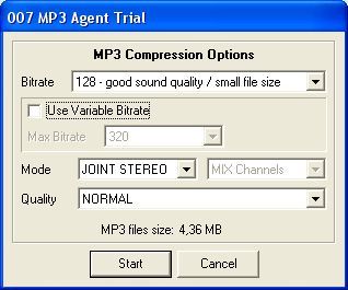 MP3 compression options