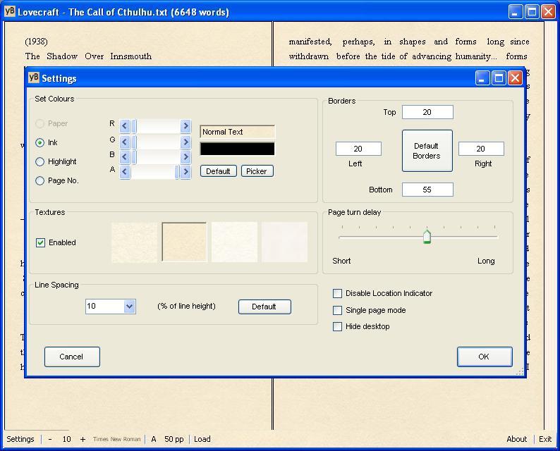 Settings Dialog