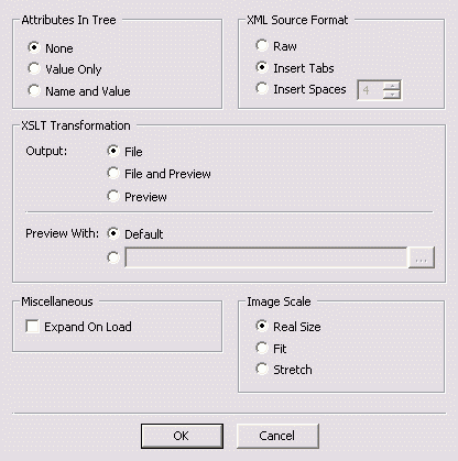 Options window