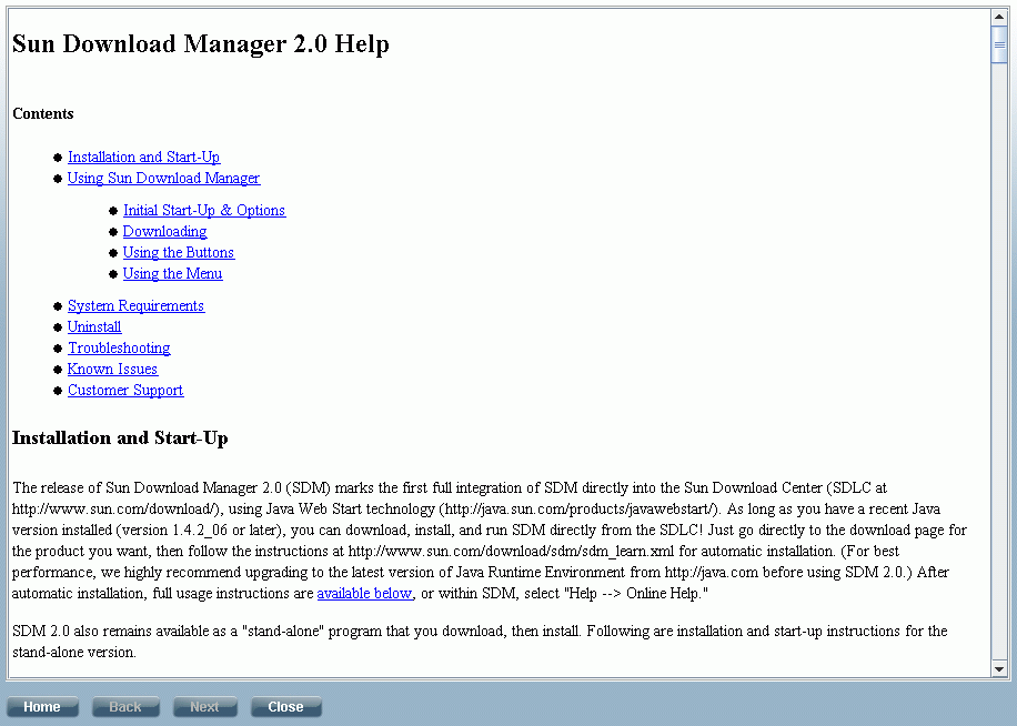 Help page