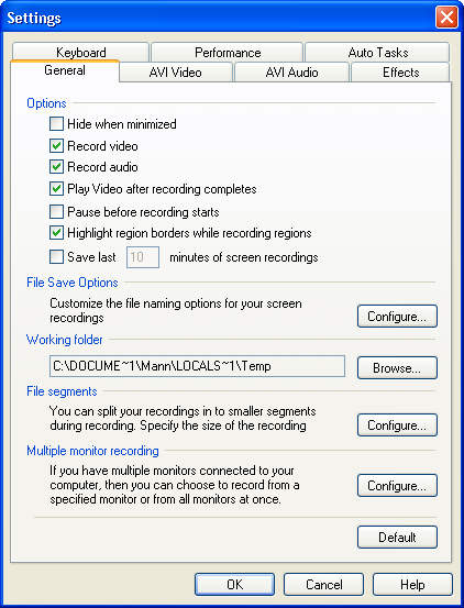 Settings Window