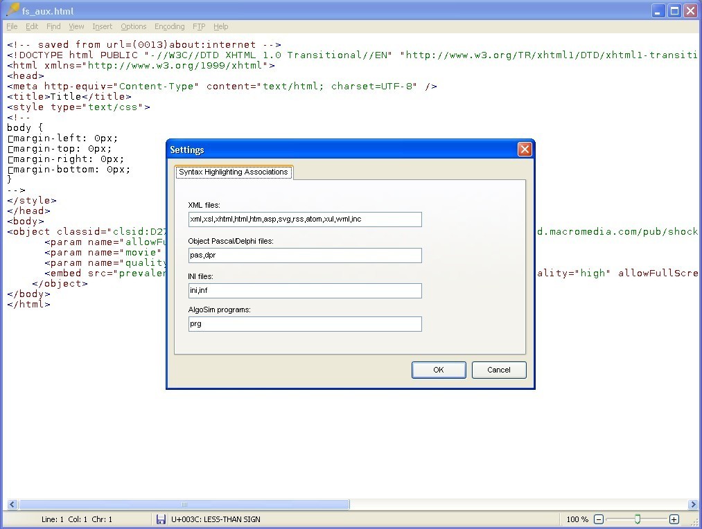 Syntax Highlights Settings