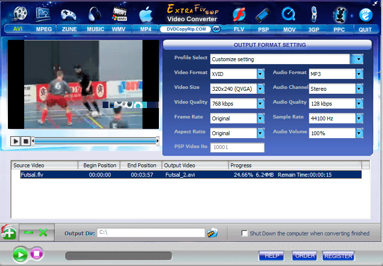 Converting and video playback