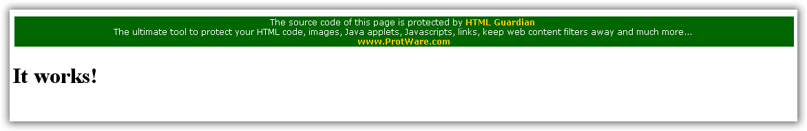 Same HTML file, the encrypted result. The green box is added by the program in its freeware version.