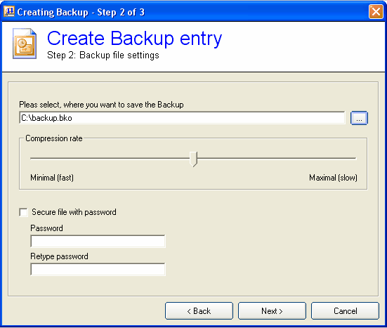 backup settings