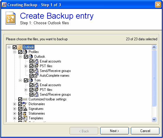 create backup entry