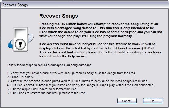 Recover songs