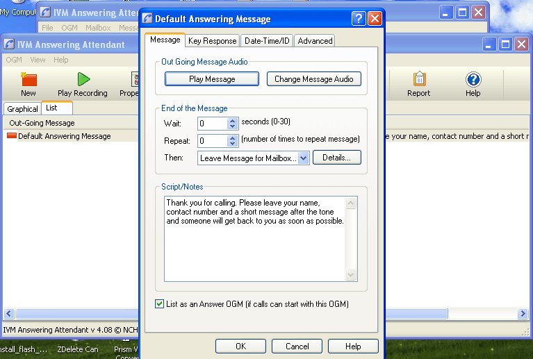 default answering machine