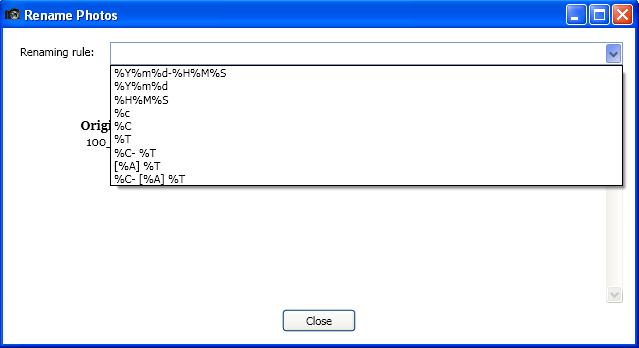 Rename Photos Window