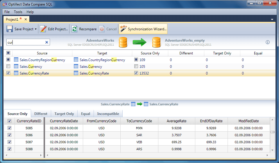 5. View results and row data