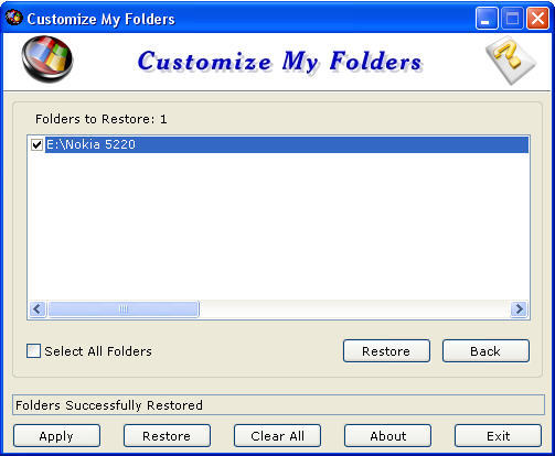Restoring the folder to default