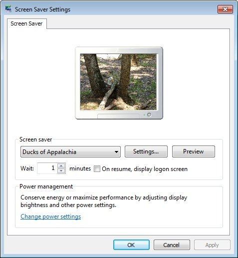 Windows Screen Saver Settings