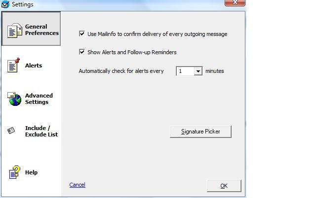 Mailinfo Settings