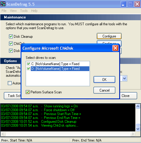 ScanDefrag 5.5 - Configure CHKDSK