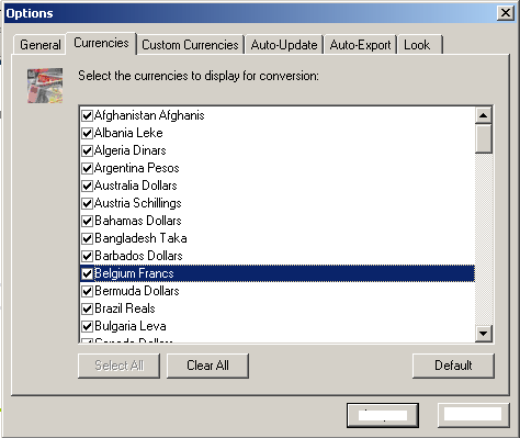 Selecting Currencies