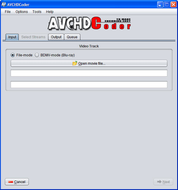 AVCHDCoder - Main panel