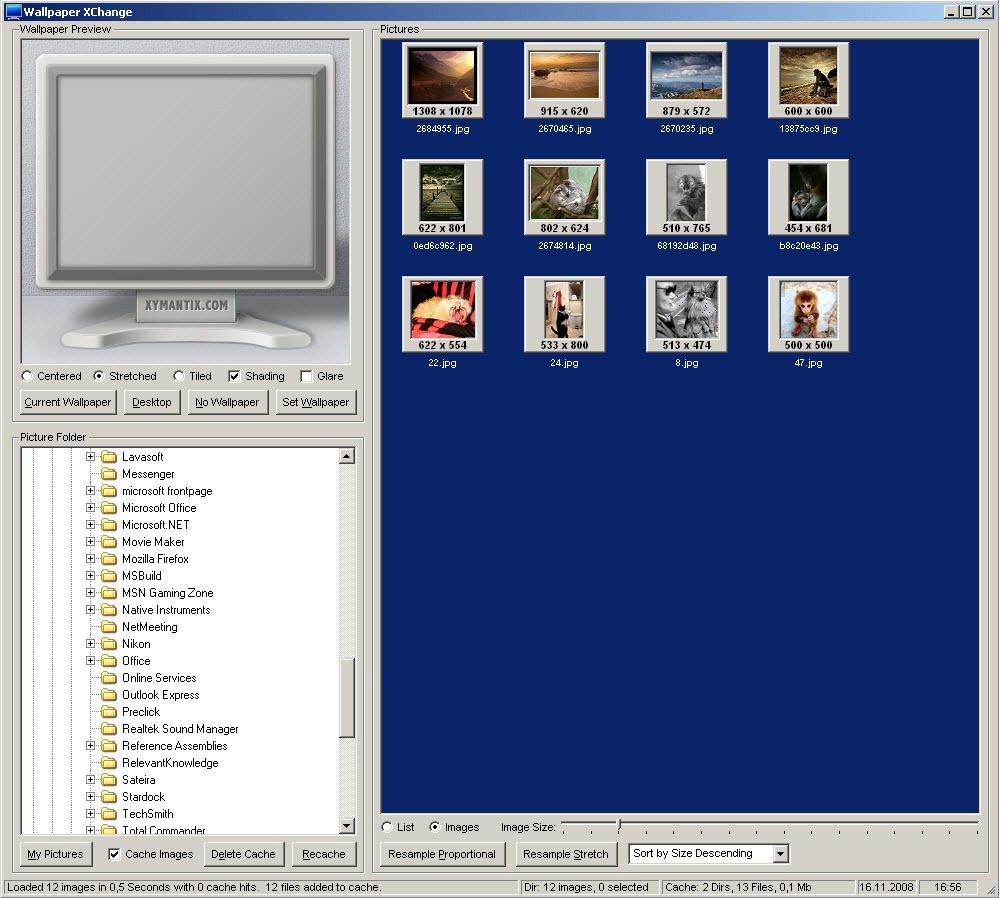 Main window with pictures thumbnails