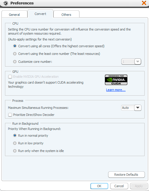 Conversion options