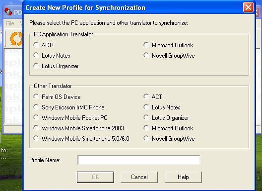 Create new profile for syncronization
