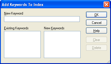 Add Keywords to Index Option