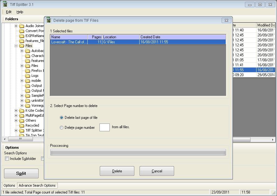 Delete Pages Dialog