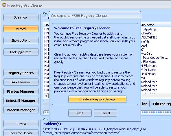 Registry Backup Creation Tool