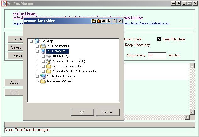 You can use the same directory for your Winfax and Winfax Merger files.