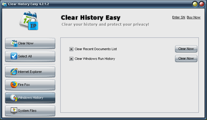 Windows History Options