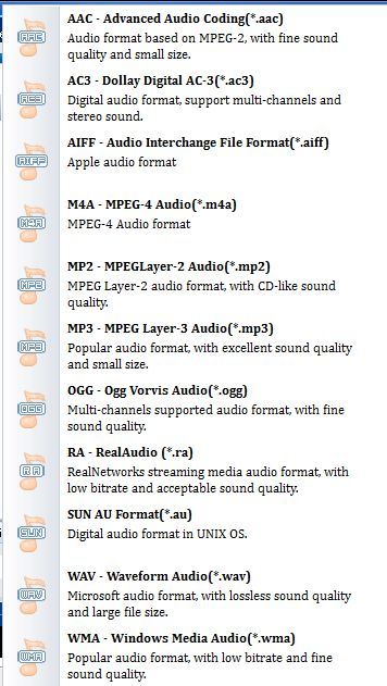 Output formats