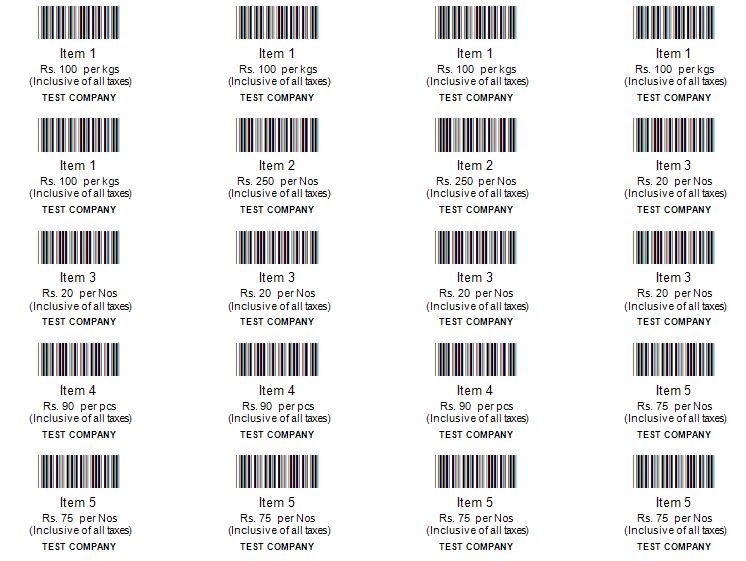 Sample Printed Barcode Labels