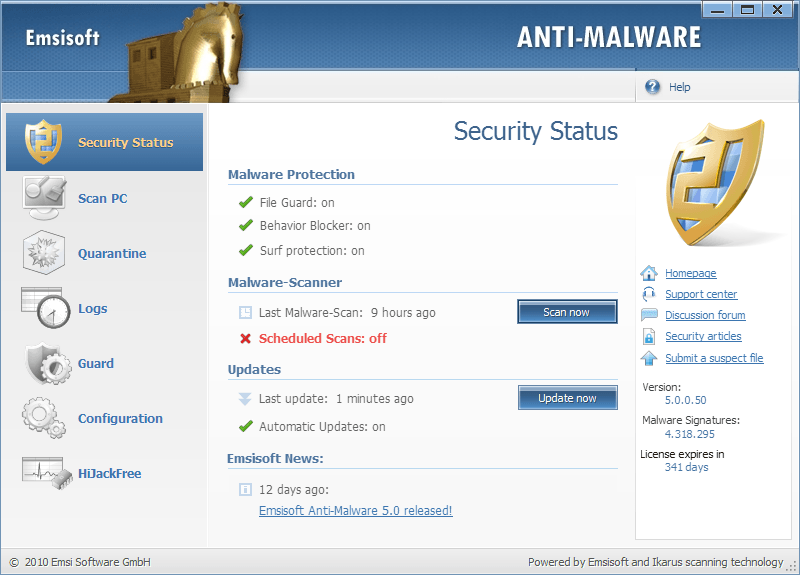 Security Status Screen