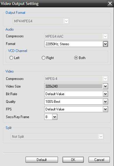 Video output settings