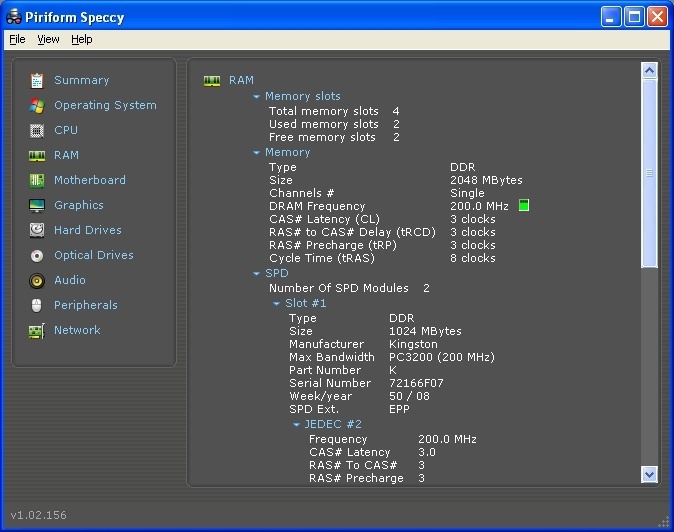 Memory details with frequency