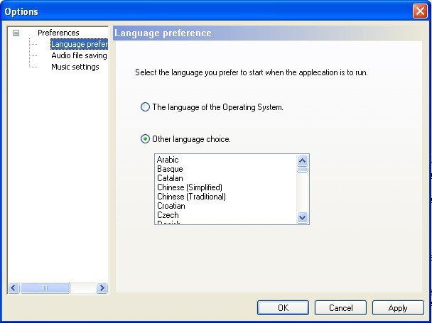 Language window