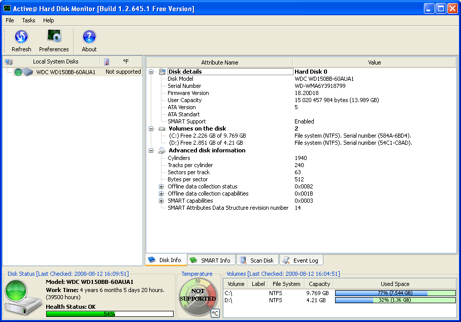 Active Hard Disk Monitor Disk info