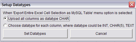 Setup datatypes