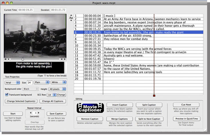 MovieCaptioner's simple interface makes captioning a breeze.