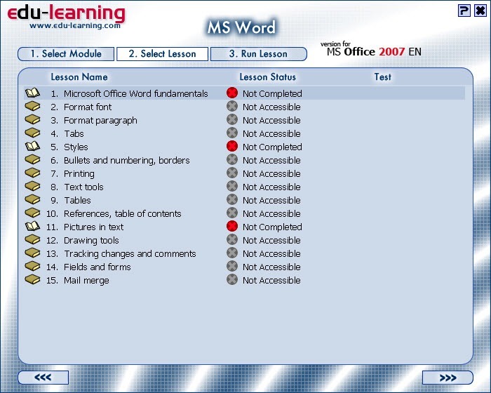 At least 15 lessons on MS Word alone