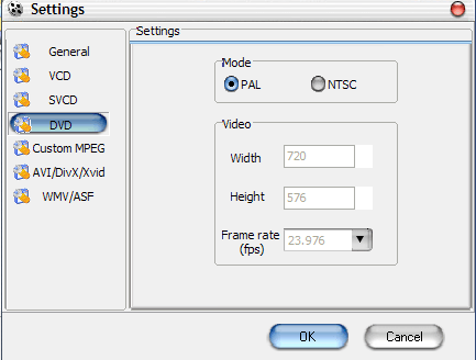 DVD settings