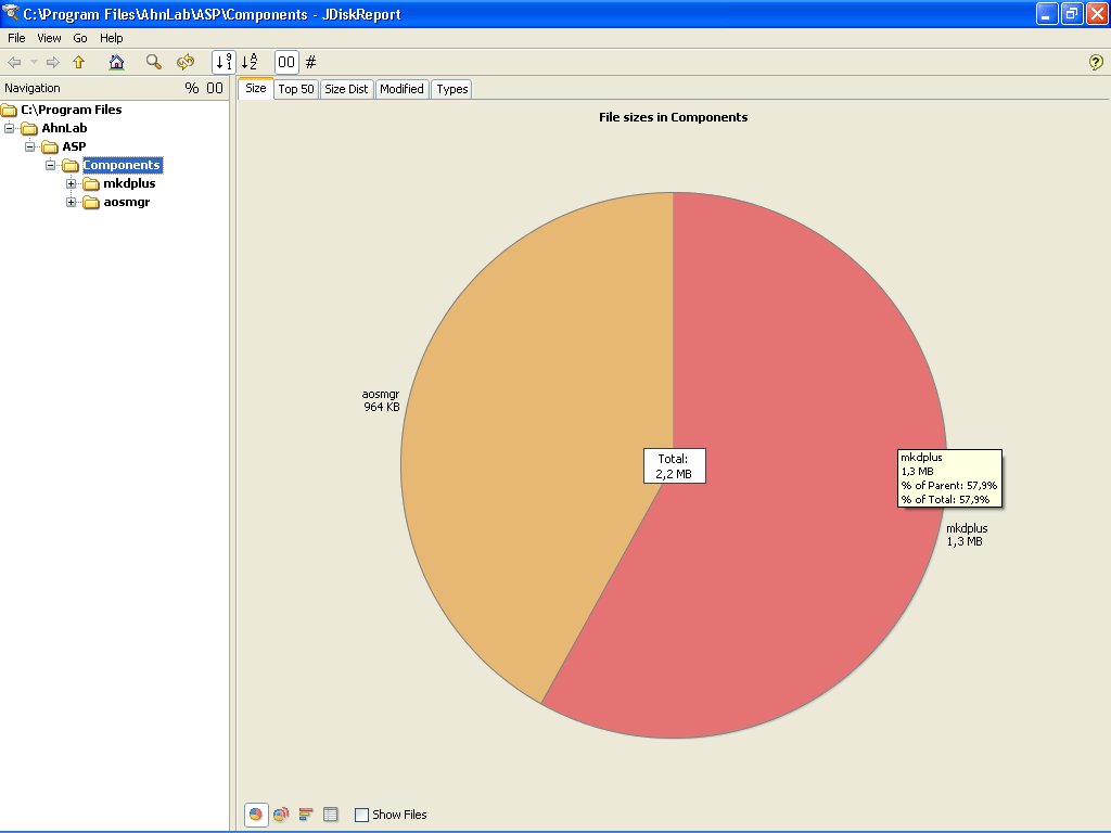 JDiskReport scan results size
