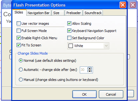 Flash presentation option.