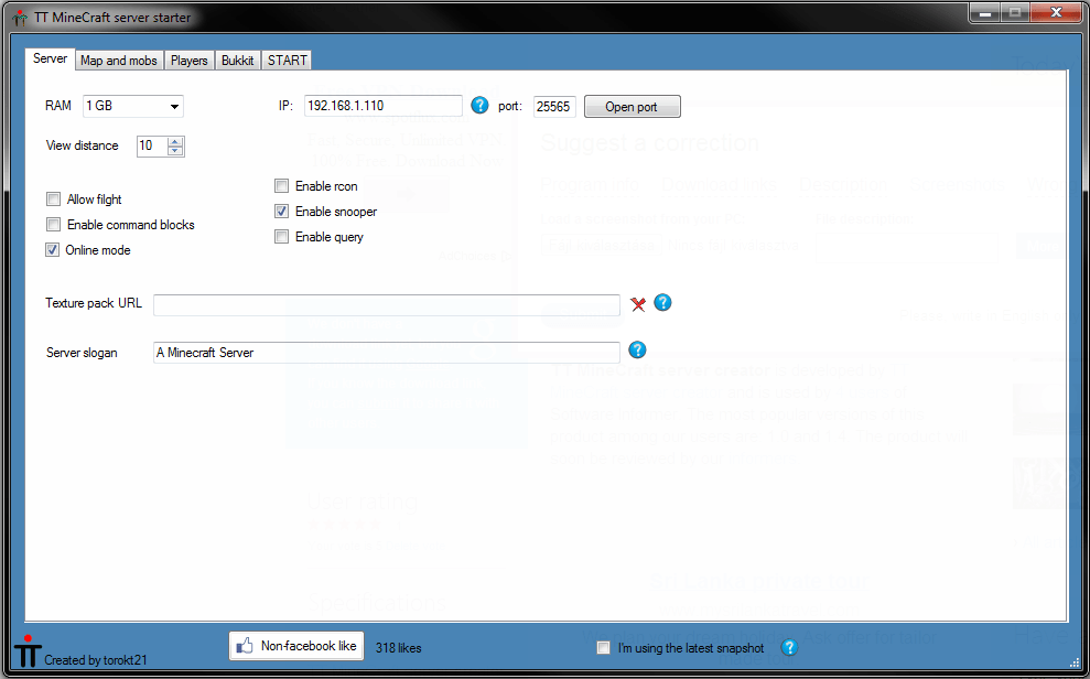 The interface of the program (1.4)