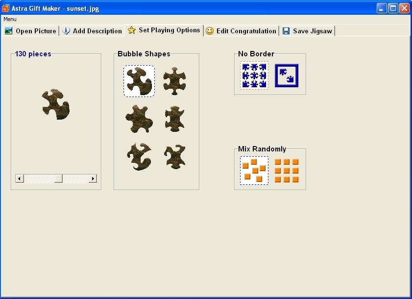 Jigsaw Settings