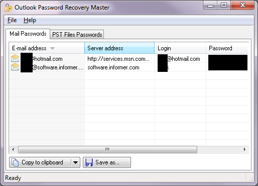 Recovered passwords