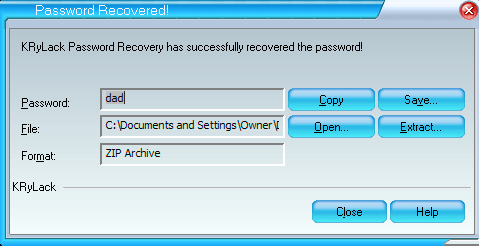 Password recovered