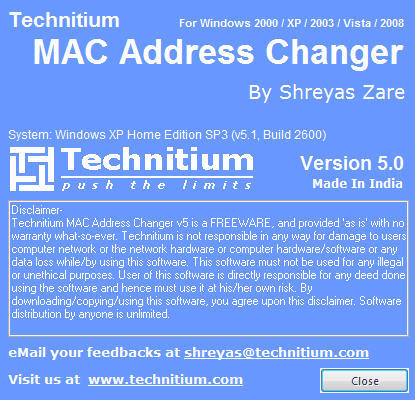 About Technitium MAC Address Changer 5.0