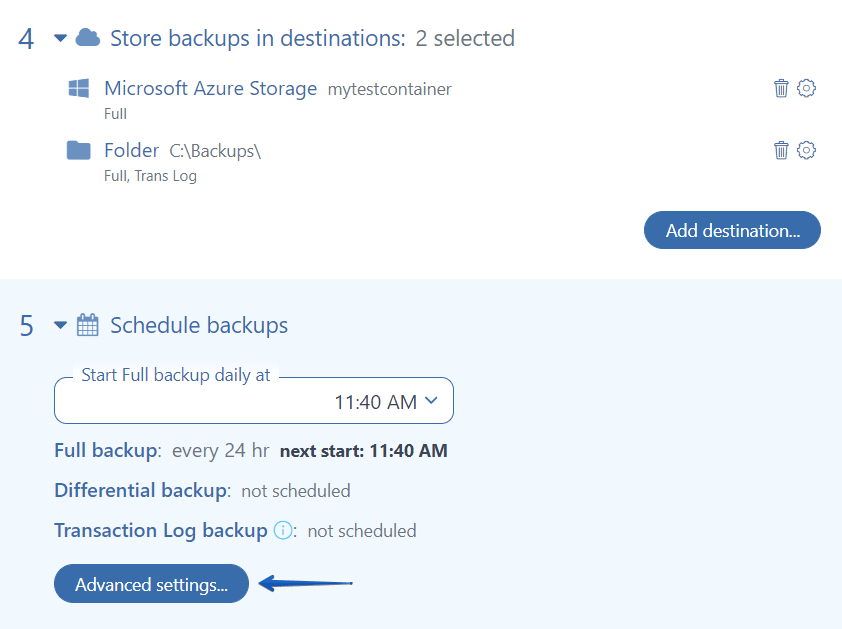 SqlBak Schedule backups