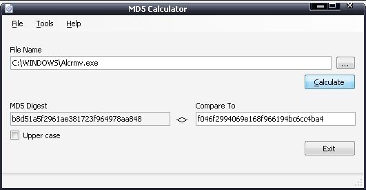 Comparing md5 of two files